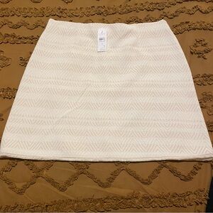 LOFT Cream Chevron A-Line Skirt